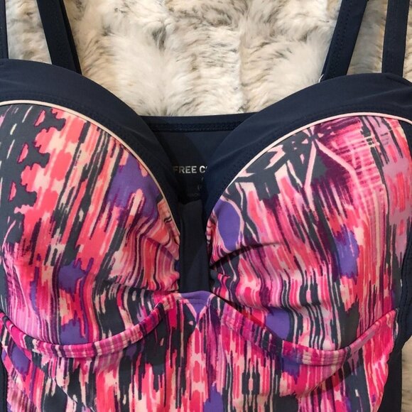 Free Country Tankini Top Women S (4-6) Pink Gray Adjustable Swim Padded - Picture 3 of 6